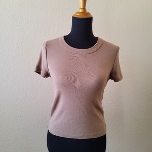 Michael Stars Crewneck Tee Top Brown Size OS New